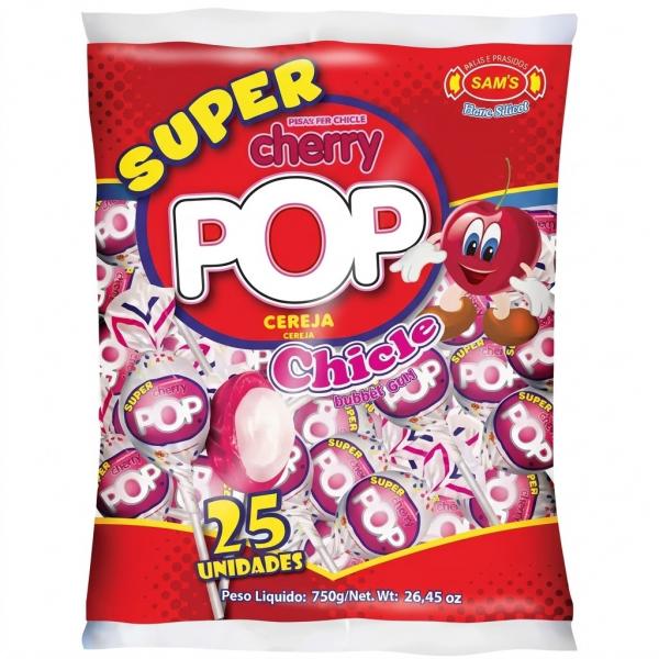 SAMS PIRULITO CHICLE SUPER POP CEREJA PCT 25UN